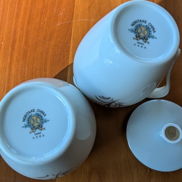 Noritake Blue Bell Sugar Bowl With Lid & Creamer Set Porcelain Fine China, #5564 - Picture 7 of 9